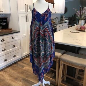 My Michelle Womens Colorful Paisley Halter Handkerchief Sun Dress S Boho Midi